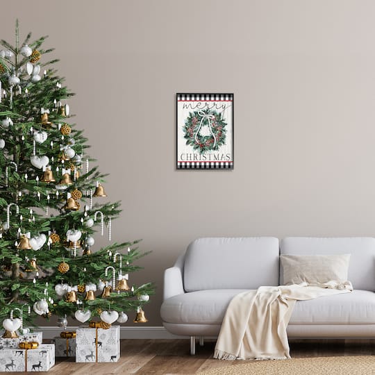 Stupell Industries Merry Christmas Tartan Wreath Framed Giclee Art